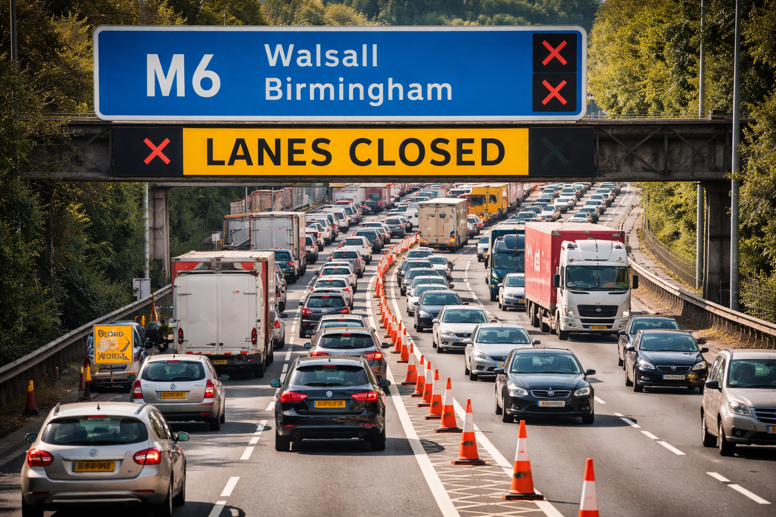 m6 walsall birmingham lanes closure Traffic Crisis Impact