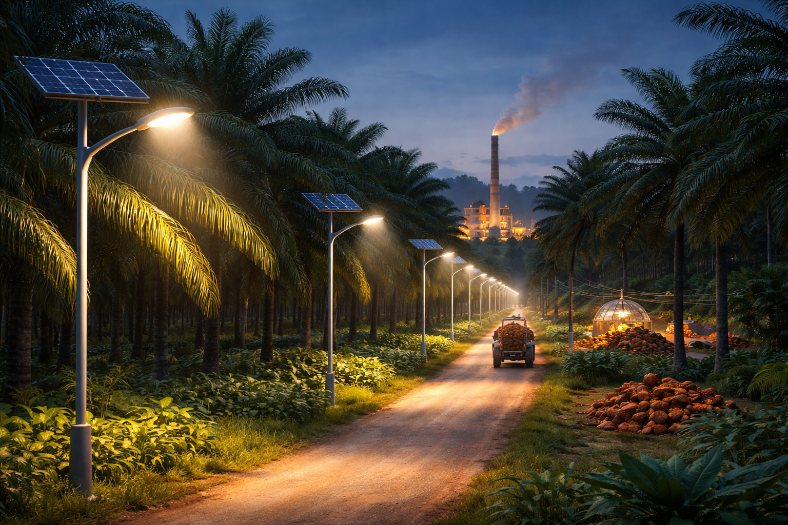 oil palm project involving streetlights boosting rural power