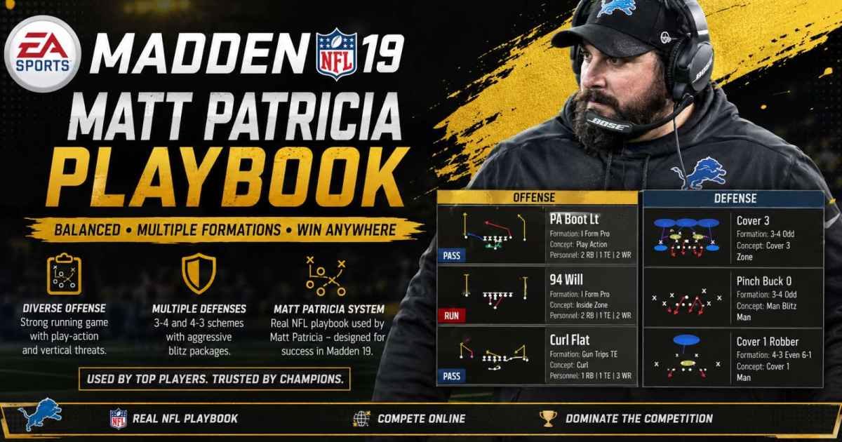 madden 19 matt patricia playbook